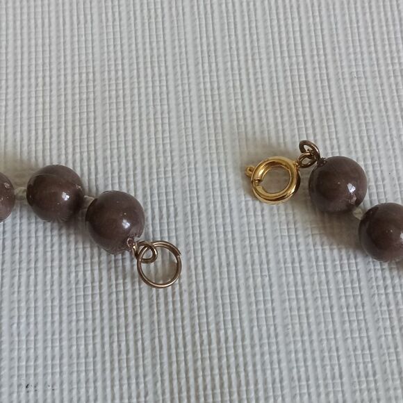 Brown Marbled Design Acrylic Beaded Single Strand Vintage Fashion Necklace - Picture 9 of 9